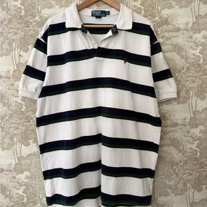 Polo by Ralph Lauren Men's Polo Shirt - White, Green, Black Stripes
